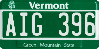 VT license plate AIG396