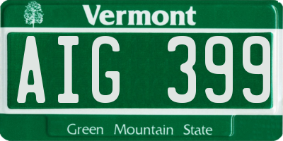 VT license plate AIG399