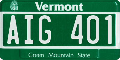 VT license plate AIG401