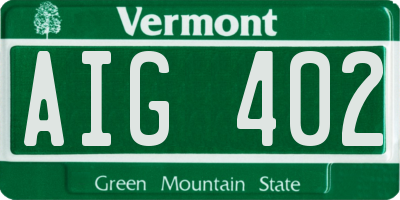 VT license plate AIG402