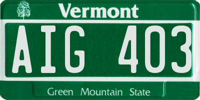 VT license plate AIG403