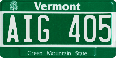 VT license plate AIG405