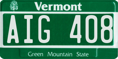 VT license plate AIG408