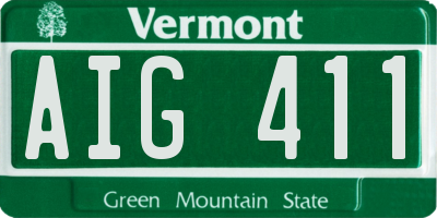 VT license plate AIG411