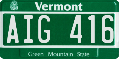 VT license plate AIG416