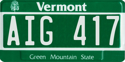 VT license plate AIG417