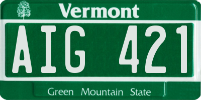 VT license plate AIG421