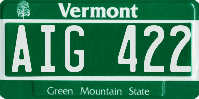 VT license plate AIG422
