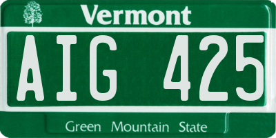 VT license plate AIG425