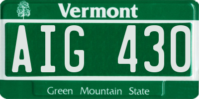 VT license plate AIG430