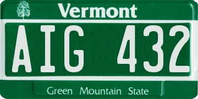 VT license plate AIG432