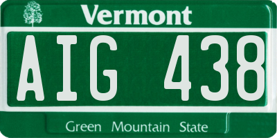 VT license plate AIG438