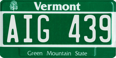VT license plate AIG439