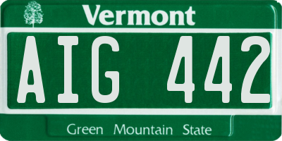 VT license plate AIG442