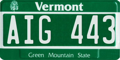 VT license plate AIG443
