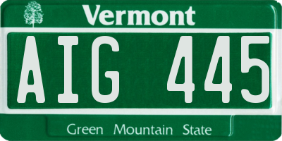 VT license plate AIG445