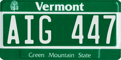VT license plate AIG447