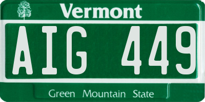 VT license plate AIG449