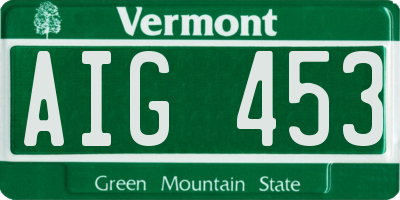 VT license plate AIG453