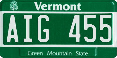 VT license plate AIG455