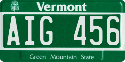 VT license plate AIG456