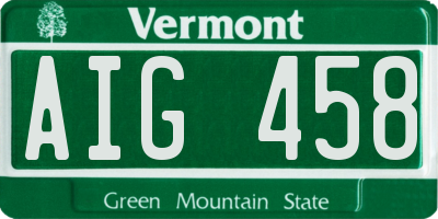 VT license plate AIG458