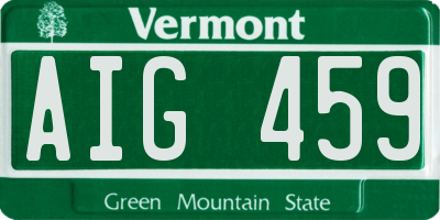 VT license plate AIG459