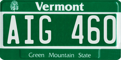 VT license plate AIG460