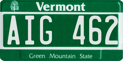 VT license plate AIG462