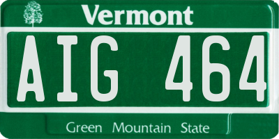 VT license plate AIG464