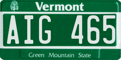 VT license plate AIG465