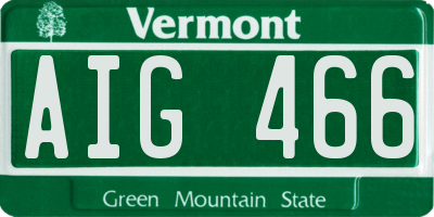 VT license plate AIG466