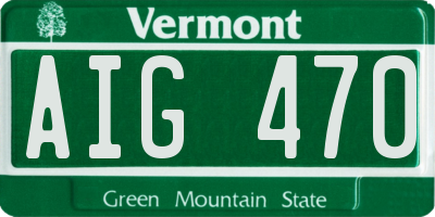 VT license plate AIG470