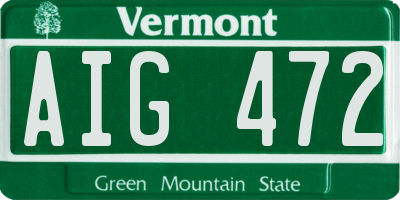 VT license plate AIG472