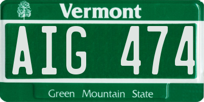 VT license plate AIG474