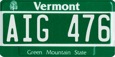 VT license plate AIG476