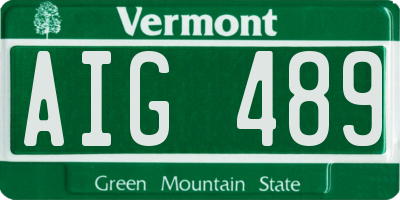 VT license plate AIG489