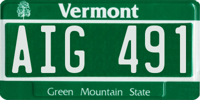 VT license plate AIG491