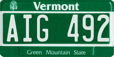 VT license plate AIG492