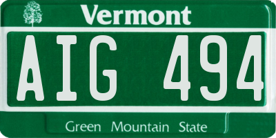 VT license plate AIG494