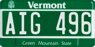 VT license plate AIG496