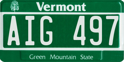 VT license plate AIG497