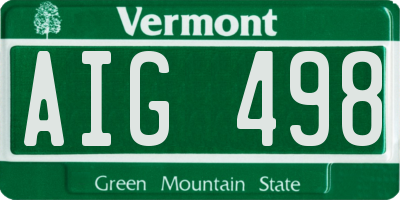 VT license plate AIG498