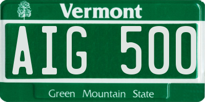 VT license plate AIG500