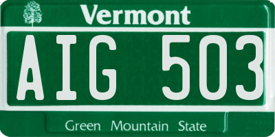 VT license plate AIG503
