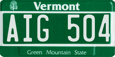VT license plate AIG504