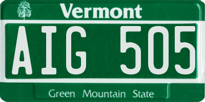 VT license plate AIG505