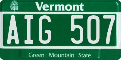 VT license plate AIG507