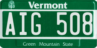 VT license plate AIG508