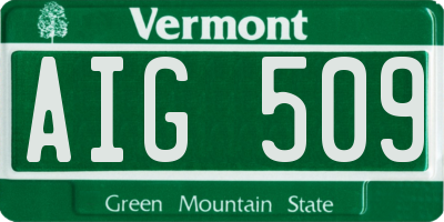 VT license plate AIG509